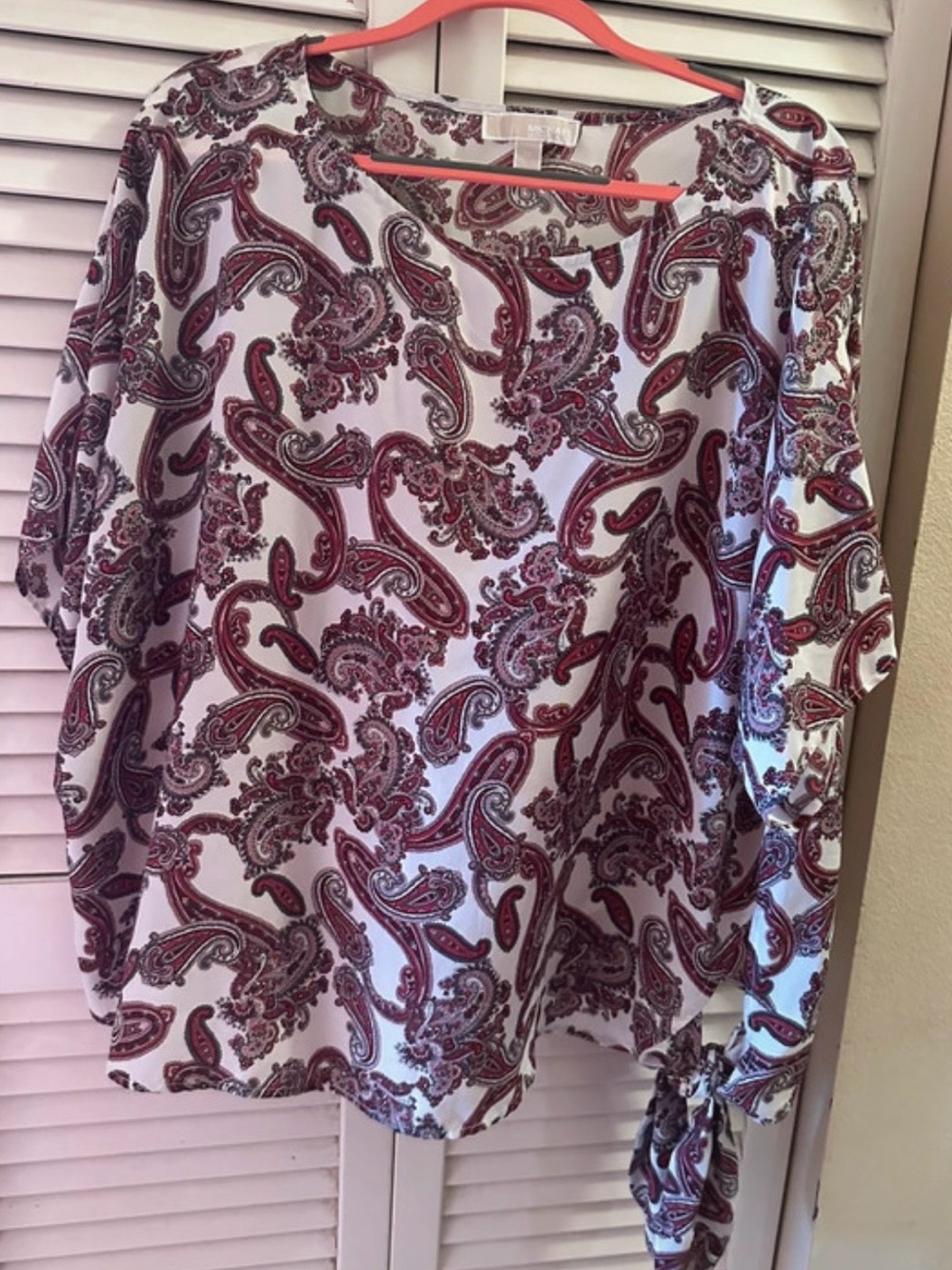 Michael Kors White Blouse with Red Paisley Print